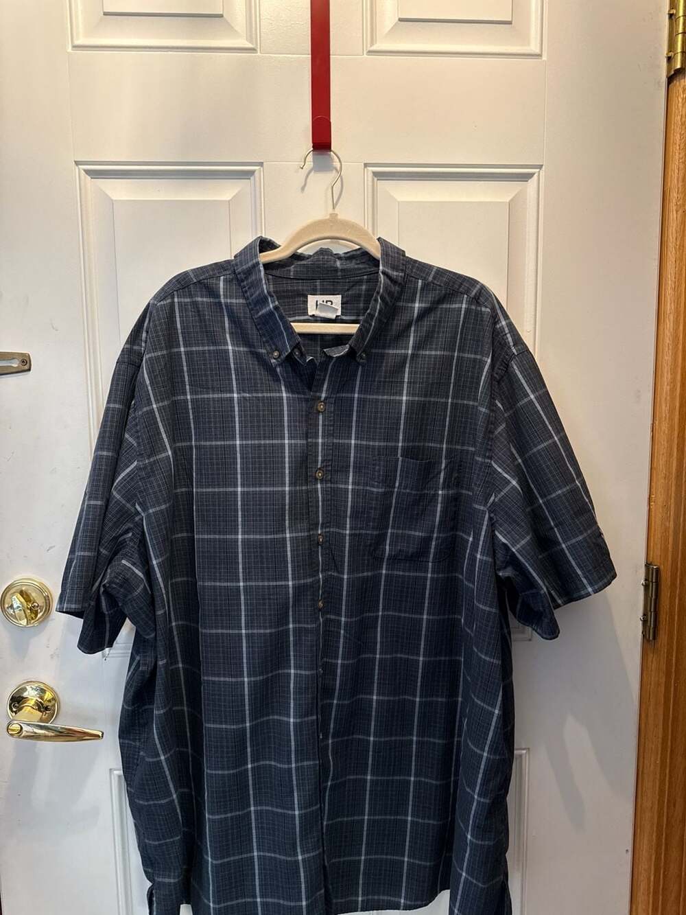 HR Big & Tall Plaid Microfiber Short Sleeve Sport Shirt
